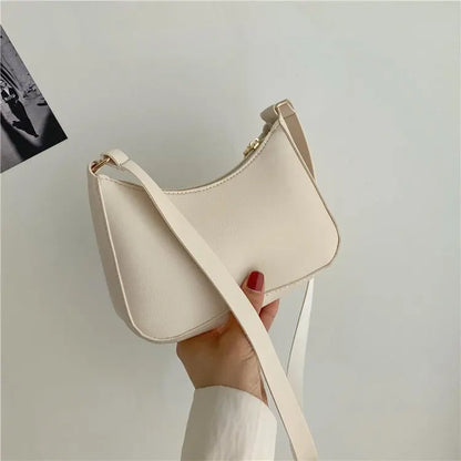 New Women's Fashion Handbags Retro Solid Color PU Leather Shoulder Underarm Bag Casual Women Hobos Handbags sac à main femme