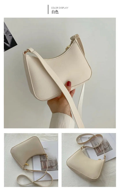 New Women's Fashion Handbags Retro Solid Color PU Leather Shoulder Underarm Bag Casual Women Hobos Handbags sac à main femme