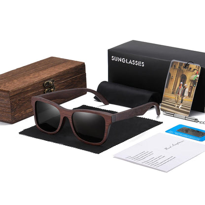 Handgjorda Polariserade Solglasögon i Naturligt Bambu - Eleganta Spegelglas med Presentförpackning