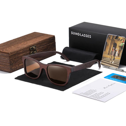 Handgjorda Polariserade Solglasögon i Naturligt Bambu - Eleganta Spegelglas med Presentförpackning