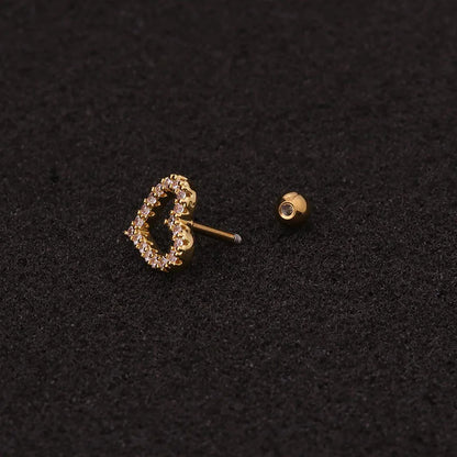 Stylish Örhänge i Guld och Silver 16g - Rostfritt Stål med CZ Stenar för Cartilage, Helix, Tragus och Conch - Säkert Skruvback