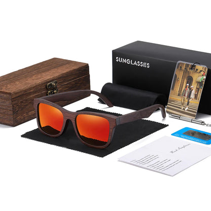 Handgjorda Polariserade Solglasögon i Naturligt Bambu - Eleganta Spegelglas med Presentförpackning