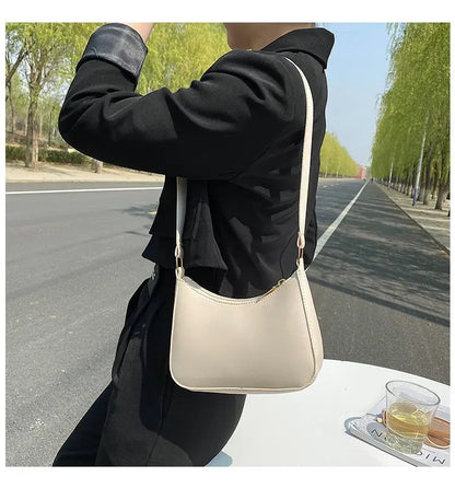 New Women's Fashion Handbags Retro Solid Color PU Leather Shoulder Underarm Bag Casual Women Hobos Handbags sac à main femme