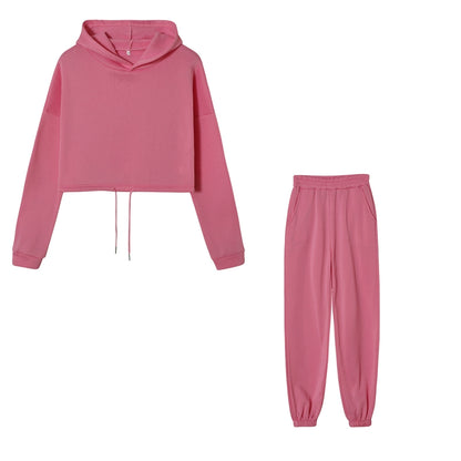 Stilren Tvådelad Sportdräkt för Kvinnor - Långärmad Casual Outfit med Skräddarsydd Midja