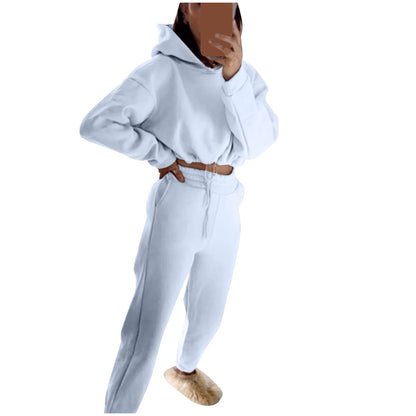 Stilren Tvådelad Sportdräkt för Kvinnor - Långärmad Casual Outfit med Skräddarsydd Midja