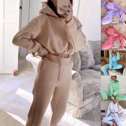 Stilren Tvådelad Sportdräkt för Kvinnor - Långärmad Casual Outfit med Skräddarsydd Midja