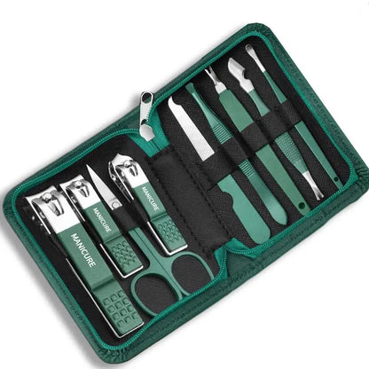Lyxigt Nagelvårdsset i Rostfritt Stål - Professionellt Manikyr- & Pedikyrset med 7/10/12/18 Delar - Praktisk Resefodral