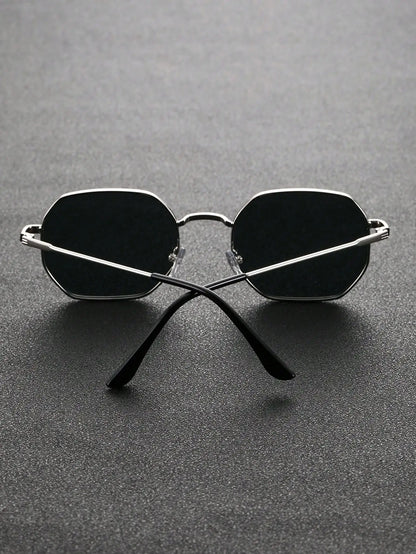 Unisex Geometriska Metallsinramade Glasögon - Trendiga Accessoarer för Utomhus, Resor och Dagligt Liv (1/2 Styck).