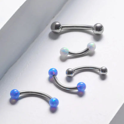 F136 Titanium Classic Eyebrow Piercing Inlaid Opal Zircon 16G Internal Thread Banana Curved Lip Navel Piercing Piercing Jewelry