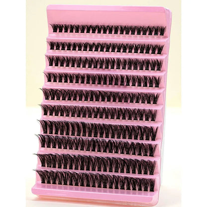 DIY Ögonfransförlängningsset med 200 St Individuella D Curl Fransar - Blandning av 8-16mm Kluster med Fransplockare