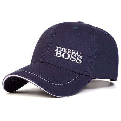Unisex Baseballkeps med Broderat 'THE REAL BOSS' – Justerbar Casual Keps för Vår och Höst, Perfekt för Utomhusbruk och Hip Hop-stil. Solskyddande Hatt.