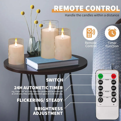 LED-ljus utan låga med Fjärrkontroll och Timer - Realistiskt Fladdrande Ljus i Akryl - Batteridrivet för Jul och Bröllopsdekoration
