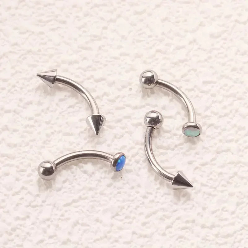 F136 Titanium Classic Eyebrow Piercing Inlaid Opal Zircon 16G Internal Thread Banana Curved Lip Navel Piercing Piercing Jewelry