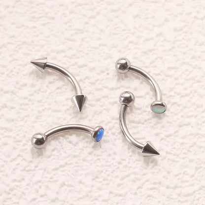 F136 Titanium Classic Eyebrow Piercing Inlaid Opal Zircon 16G Internal Thread Banana Curved Lip Navel Piercing Piercing Jewelry