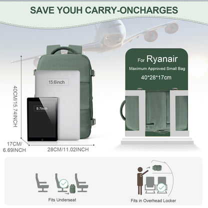 Kompakt Ryanair Ryggsäck 40x20x25 - Reseryggsäck för Män och Kvinnor - Idealiskt Handbagage och Laptopväska för Resor