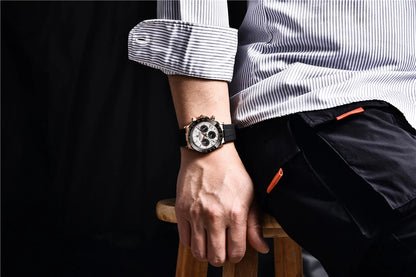 Stilren 40mm V2 PAGANI DESIGN Herrklocka - Saffirglas Retro Kranögraf med Vattentålig Rostfritt Stål - Eleganta Relogio för Män