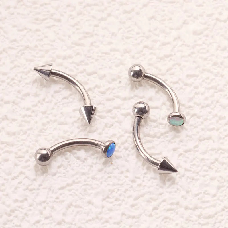 F136 Titanium Classic Eyebrow Piercing Inlaid Opal Zircon 16G Internal Thread Banana Curved Lip Navel Piercing Piercing Jewelry