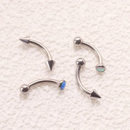 F136 Titanium Classic Eyebrow Piercing Inlaid Opal Zircon 16G Internal Thread Banana Curved Lip Navel Piercing Piercing Jewelry