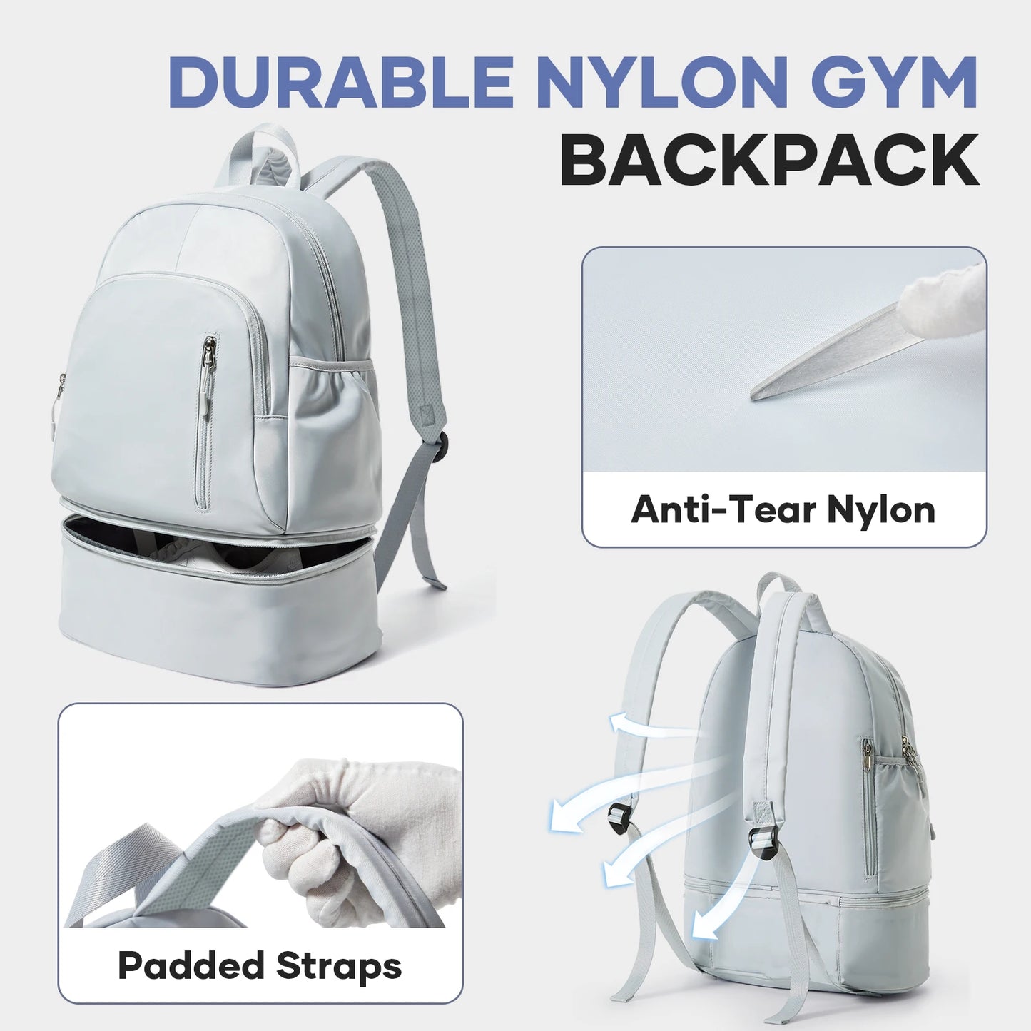 Sports Backpack for Women Men Gym Backpack with Shoe Compartment Foldable Travel Backpack Waterproof Sport Bag for Swimming Yoga