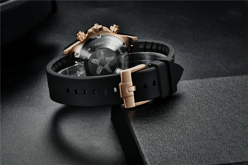 Stilren 40mm V2 PAGANI DESIGN Herrklocka - Saffirglas Retro Kranögraf med Vattentålig Rostfritt Stål - Eleganta Relogio för Män