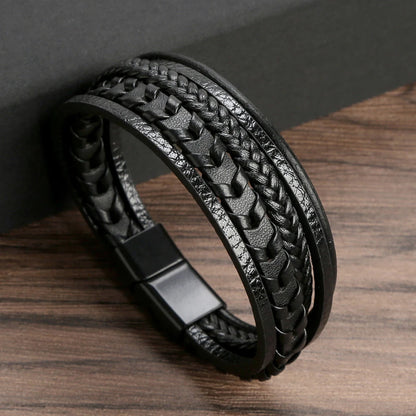Trendigt Flätat Läderarmband för Män med Tigereye-Kulor - Mångskikts Hantverk för Stiliga Herrar - Perfekt Smycke för Gåvor 2025