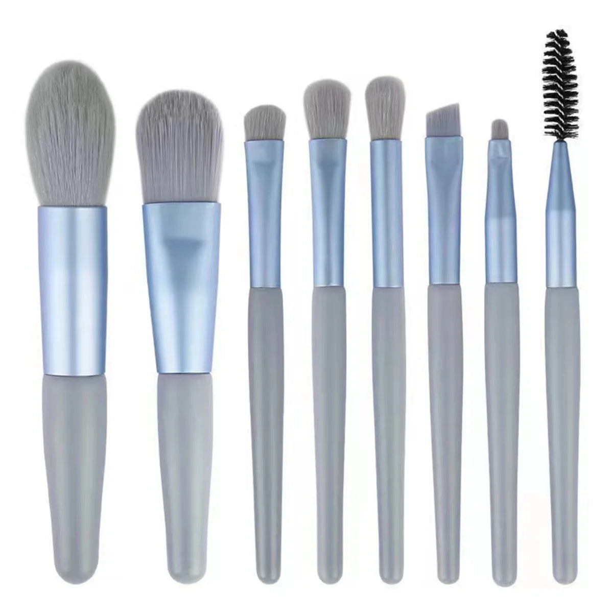 8-delars Mjuk och Lätt Makeupborstsset - Perfekta Verktyg för Foundation, Rouge, Puder och Ögonskugga - Kabuki och Blandning