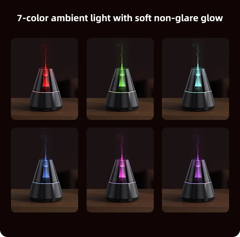 Färggrann Luftfuktare med Aromadiffusor - USB-laddad Essential Oils Sprayer och Stämningsfull Lampljus för Hemmet
