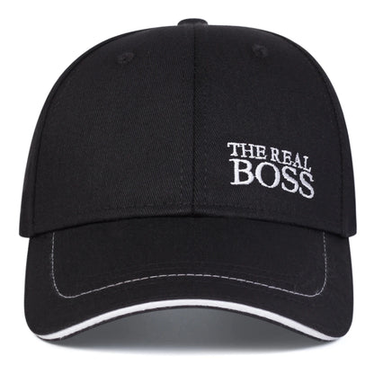 Unisex Baseballkeps med Broderat 'THE REAL BOSS' – Justerbar Casual Keps för Vår och Höst, Perfekt för Utomhusbruk och Hip Hop-stil. Solskyddande Hatt.