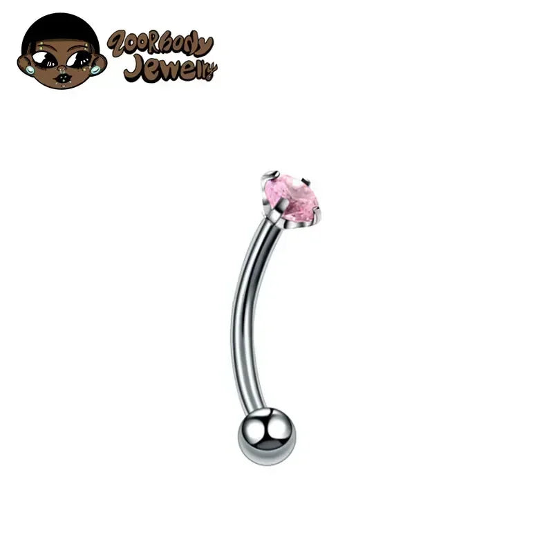 F136 Titanium Classic Eyebrow Piercing Inlaid Opal Zircon 16G Internal Thread Banana Curved Lip Navel Piercing Piercing Jewelry