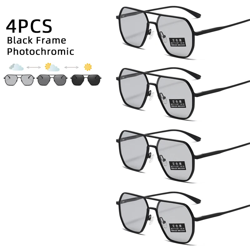 Lyxiga Metallisk Photochromic Solglasögon för Män och Kvinnor - Fashion Polariserade Sunglasses - Stiliga Kameleon Antiglans Körtillägg UV400