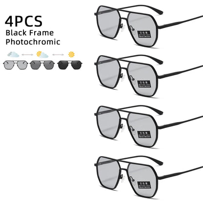 Lyxiga Metallisk Photochromic Solglasögon för Män och Kvinnor - Fashion Polariserade Sunglasses - Stiliga Kameleon Antiglans Körtillägg UV400
