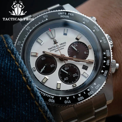 Taktisk Groda 41mm Herrkronograf - VS75 Solarkvartsrörelse, Vattentålig Safir, Grön C3 Luminös Ur