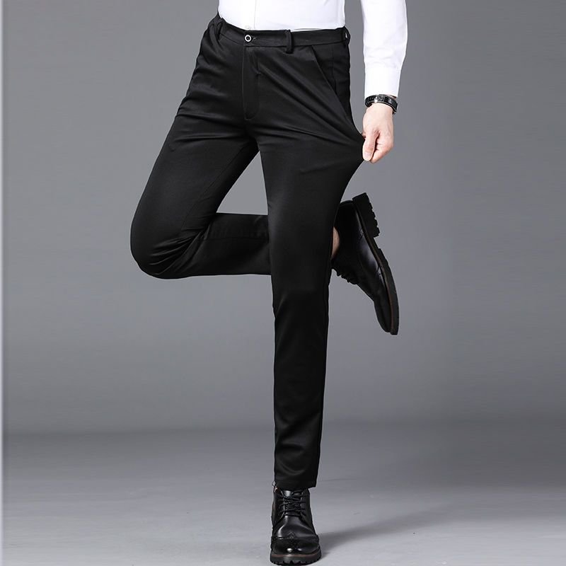 Elegant Herrbyxor - Slim Fit Kontorsbyxor för Vår och Höst - Koreansk Stil i Rakt Snitt för Avslappnad Streetwear