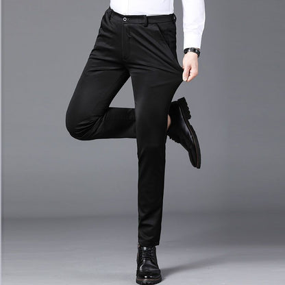 Elegant Herrbyxor - Slim Fit Kontorsbyxor för Vår och Höst - Koreansk Stil i Rakt Snitt för Avslappnad Streetwear