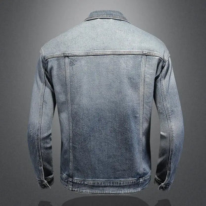 Retro Klassisk Jeansjacka för Män - Löst Passform och Avslappnad Med Fickor - Mångsidig Kragejacka för Hög Gata och Motorcykel