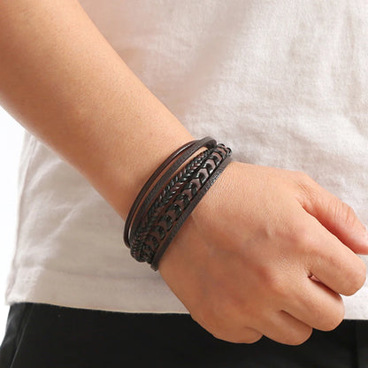 Trendigt Flätat Läderarmband för Män med Tigereye-Kulor - Mångskikts Hantverk för Stiliga Herrar - Perfekt Smycke för Gåvor 2025