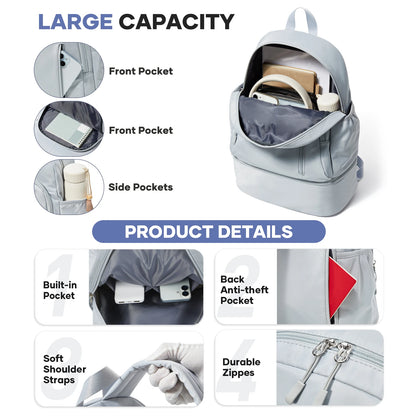 Sports Backpack for Women Men Gym Backpack with Shoe Compartment Foldable Travel Backpack Waterproof Sport Bag for Swimming Yoga