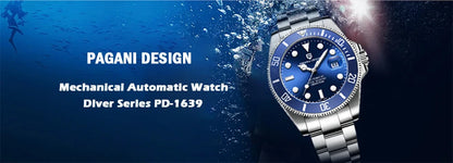 PAGANI DESIGN PD-1662 Lyxig GMT Herrmekanisk Klocka - Saffirglas, Rostfritt Stål och 100M Vattentålig Automatisk Klocka
