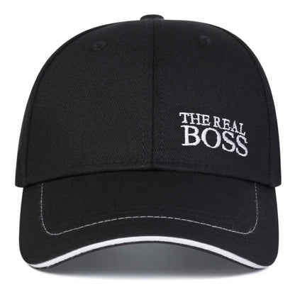 Unisex Baseballkeps med Broderat 'THE REAL BOSS' – Justerbar Casual Keps för Vår och Höst, Perfekt för Utomhusbruk och Hip Hop-stil. Solskyddande Hatt.