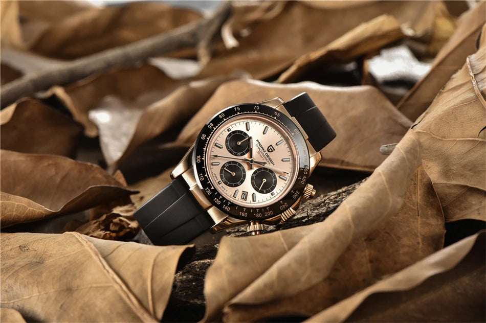 Stilren 40mm V2 PAGANI DESIGN Herrklocka - Saffirglas Retro Kranögraf med Vattentålig Rostfritt Stål - Eleganta Relogio för Män
