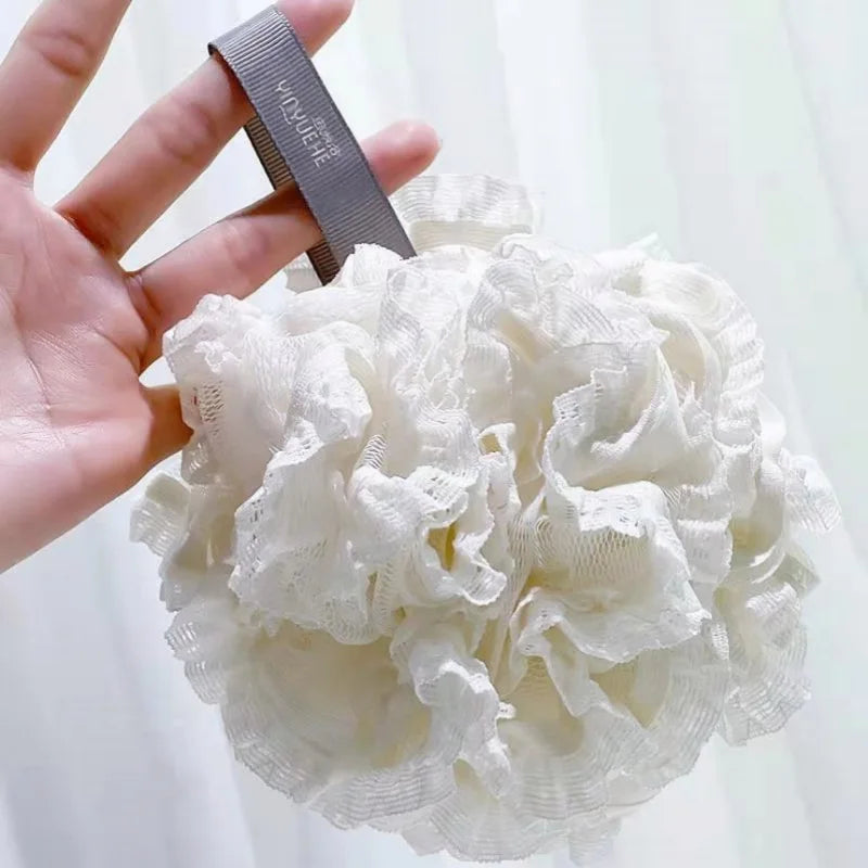 Mjuk Badskrubb med Blomformad Bubbelpuff - Avkopplande Duschsvamp och Ryggborste för Lyxiga Badupplevelser