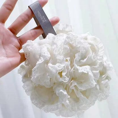 Mjuk Badskrubb med Blomformad Bubbelpuff - Avkopplande Duschsvamp och Ryggborste för Lyxiga Badupplevelser