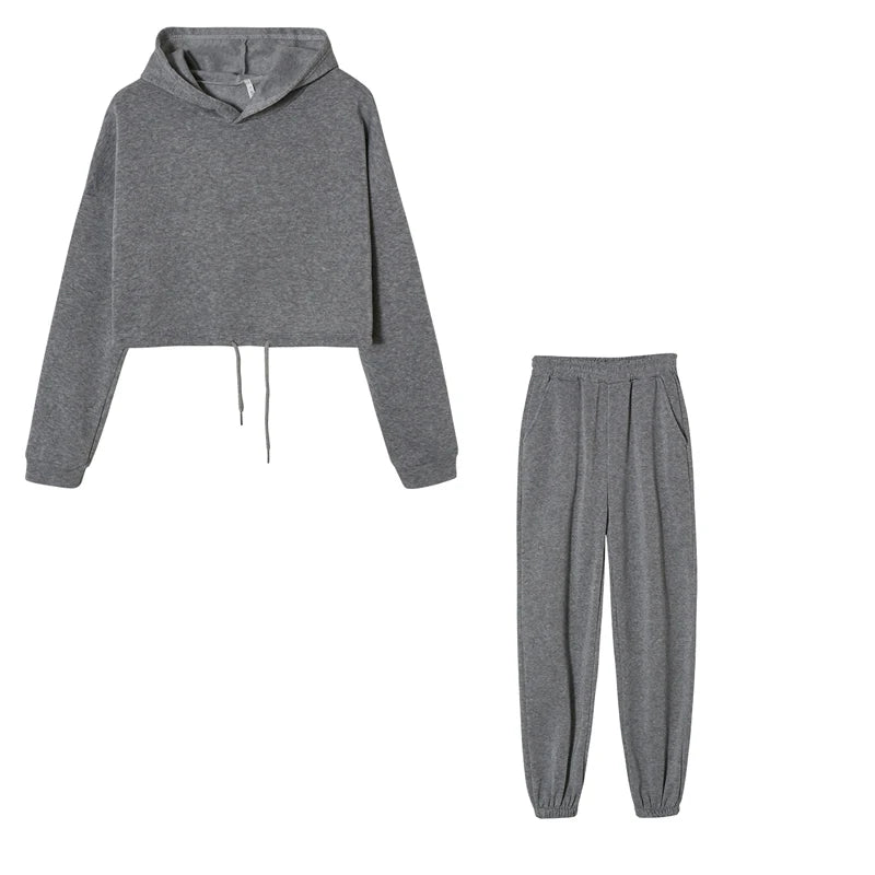 Stilren Tvådelad Sportdräkt för Kvinnor - Långärmad Casual Outfit med Skräddarsydd Midja