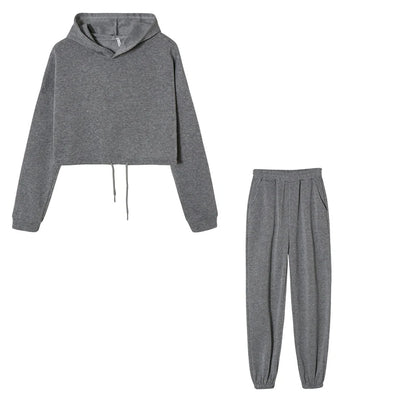 Stilren Tvådelad Sportdräkt för Kvinnor - Långärmad Casual Outfit med Skräddarsydd Midja