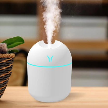 250ML Ultrasonisk Mini Luftfuktare & Aromadiffuser - Tyst Mistmaskin med LED Färgljus för Hem och Bil