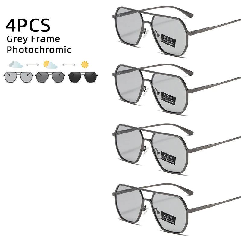 Lyxiga Metallisk Photochromic Solglasögon för Män och Kvinnor - Fashion Polariserade Sunglasses - Stiliga Kameleon Antiglans Körtillägg UV400