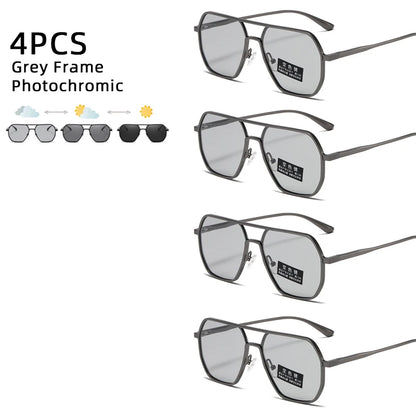 Lyxiga Metallisk Photochromic Solglasögon för Män och Kvinnor - Fashion Polariserade Sunglasses - Stiliga Kameleon Antiglans Körtillägg UV400