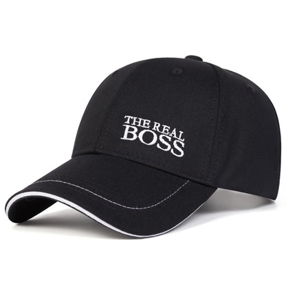 Unisex Baseballkeps med Broderat 'THE REAL BOSS' – Justerbar Casual Keps för Vår och Höst, Perfekt för Utomhusbruk och Hip Hop-stil. Solskyddande Hatt.