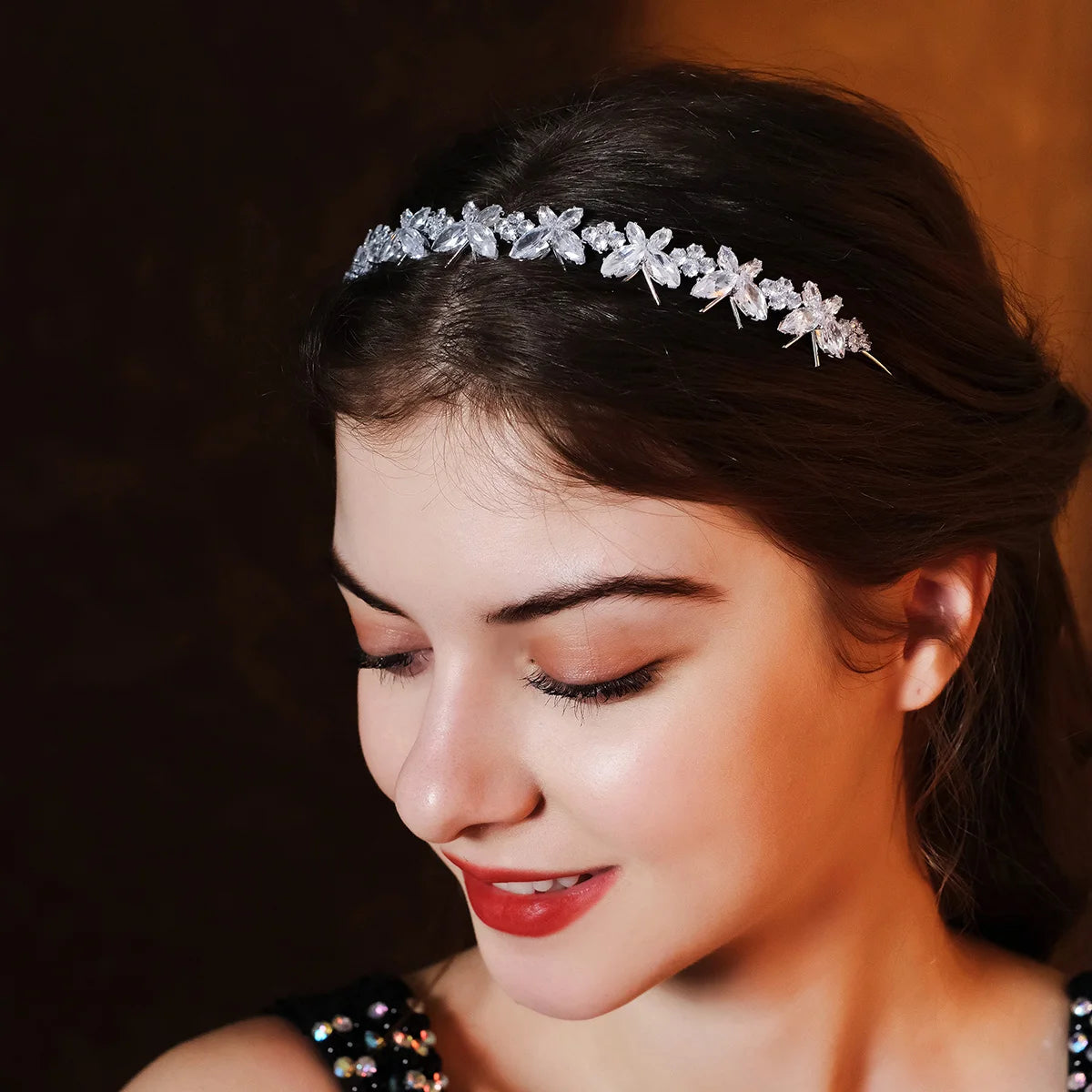 Fashion Zircon Headbands for Women Bridal Wedding Hair Accessories Silver Color Hairband Luxury Hair Jewelry Party Headpiece