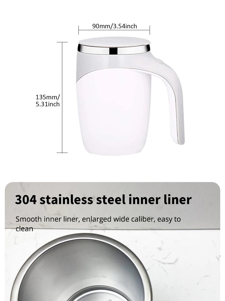 Automatisk Rörande Kopp - Uppladdningsbar Bärbar Kaffemugg i Rostfritt Stål med Magnetisk Roterande Teknik - Perfekt för Hemmet